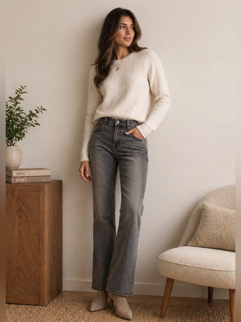 Tribal Jeans Audrey Mid-Rise Straight – Grey Wash, Size 10